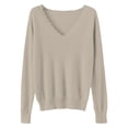 thumbnail image 4 of IMENGL Women's spring solid short lace v neck pullover, Yellow XL, Size M-2XL, 4 of 4