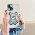 thumbnail image 5 of 6D Electroplated for iPhone 14 Case for Women Girls Luxury Liquid Quicksand Case with Camera Protector Glitter Sparkly Bear Slim Shockproof Rubber Protecive Case (Blue), 5 of 5