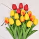 thumbnail image 5 of Flores de tulipanes artificiales de tacto real, flores de tulipanes falsos, ramos de boda para decoración de boda, hogar, jardín, 20 piezas (rojo atardecer) Rojo Verde, 5 of 5