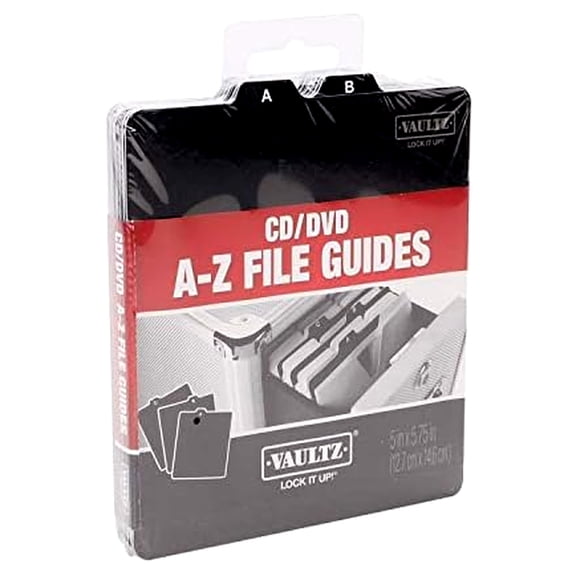 Vaultz CD and DVD Storage File Guides, 5x5, Black, 26/Set