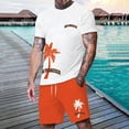 thumbnail image 2 of Glisme Mens 2 Piece Sets Summer Outfits Print Casual Sports Set For Men Short Sleeve Graphic T Shirt And Shorts Outfit Fashion Clothing Set Orange, 2 of 4