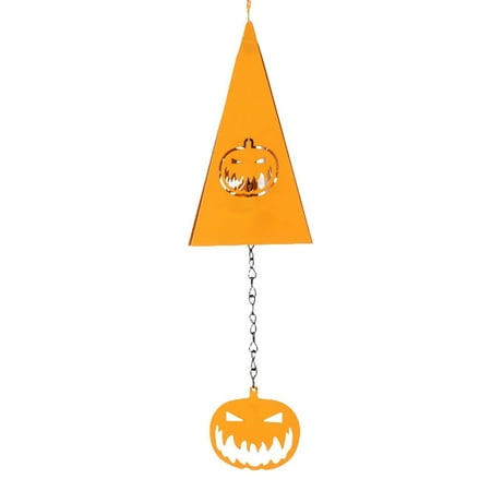 

LYU Triangle Wind Chime Horror Festival Prop Ornament Weather-proof Heavy Duty Scene Layout Art Craft Halloween Decor Skull Cross Bats Pumpkin Wind Chime Pendant for Yard