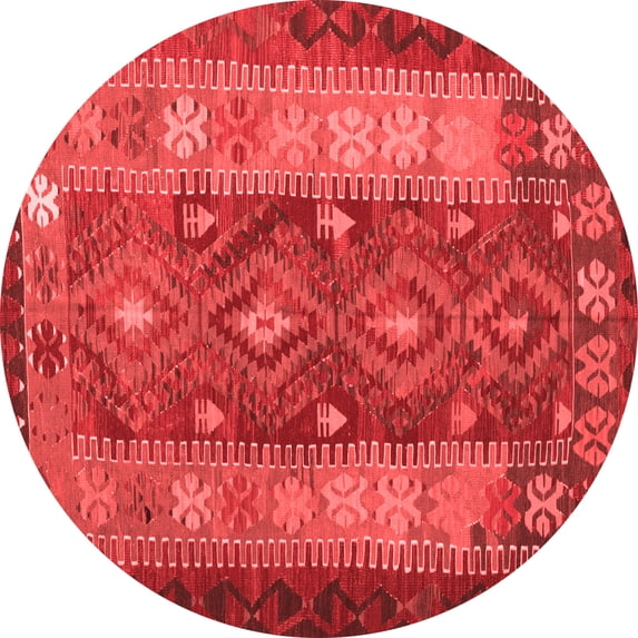 Ahgly Company Indoor Round Southwestern Red Country Area Rugs, 4' Round