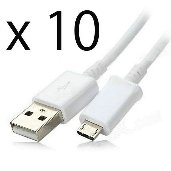Micro USB Charging Cable - 3 FT, 10 Pack , White