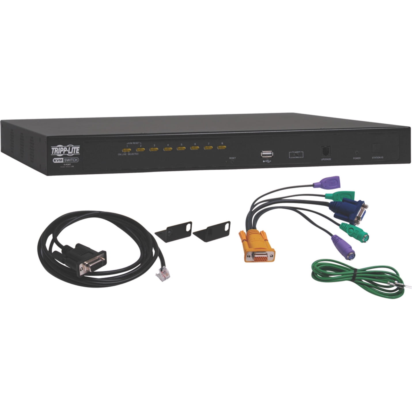 Tripp Lite by Eaton 8-Port Rackmount KVM/USB Switch w/ On-Screen Display Steel PS/2 1U - 8 Computer(s) - 1 Local User(s) - 2048 x 1536USB - Rack-mountable - 1U - TAA Compliant