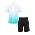 thumbnail image 2 of Doomiva Girls Boys Football Team Uniform Sportwear Short Sleeve Shirts with Shorts Set White 5-6, 2 of 7