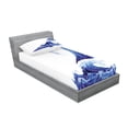 thumbnail image 2 of Ambesonne Ocean Fitted Sheet & Pillow Sham Set, Aquatic Storm Blue Waves, Twin, Blue and White, 2 of 2