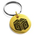 thumbnail image 1 of Stainless Steel Letter O Initial 3D Cube Box Monogram Engraved Small Medallion Circle Charm Keychain Keyring, 1 of 1