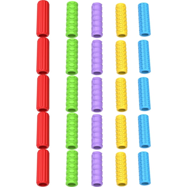 Textured Silicone Pencil Grip,Writing Auxiliary Sleeve,Stress Relief Hand Sleeve,Short Sized Textured Silicone Grip Sleeve Optimizes Holding Posture,Relieves Hand Pressure Effectively,20 Pcs