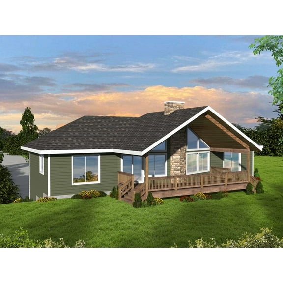 001-3424: Traditional 2 Bed, 2 Bath Luxury Home Plan, 1366 Sq Ft: Full Blueprints with License to Build by Home Plan Marketplace - Lesuto