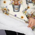 thumbnail image 3 of Oversized Wearable Blanket Hoodie,Beige Highland Cow Bucket Boot Flower Pattern Sherpa Blanket Hoodie with Super Pockets,Super Warm Fuzzy Pullover for Women & Men, 3 of 6