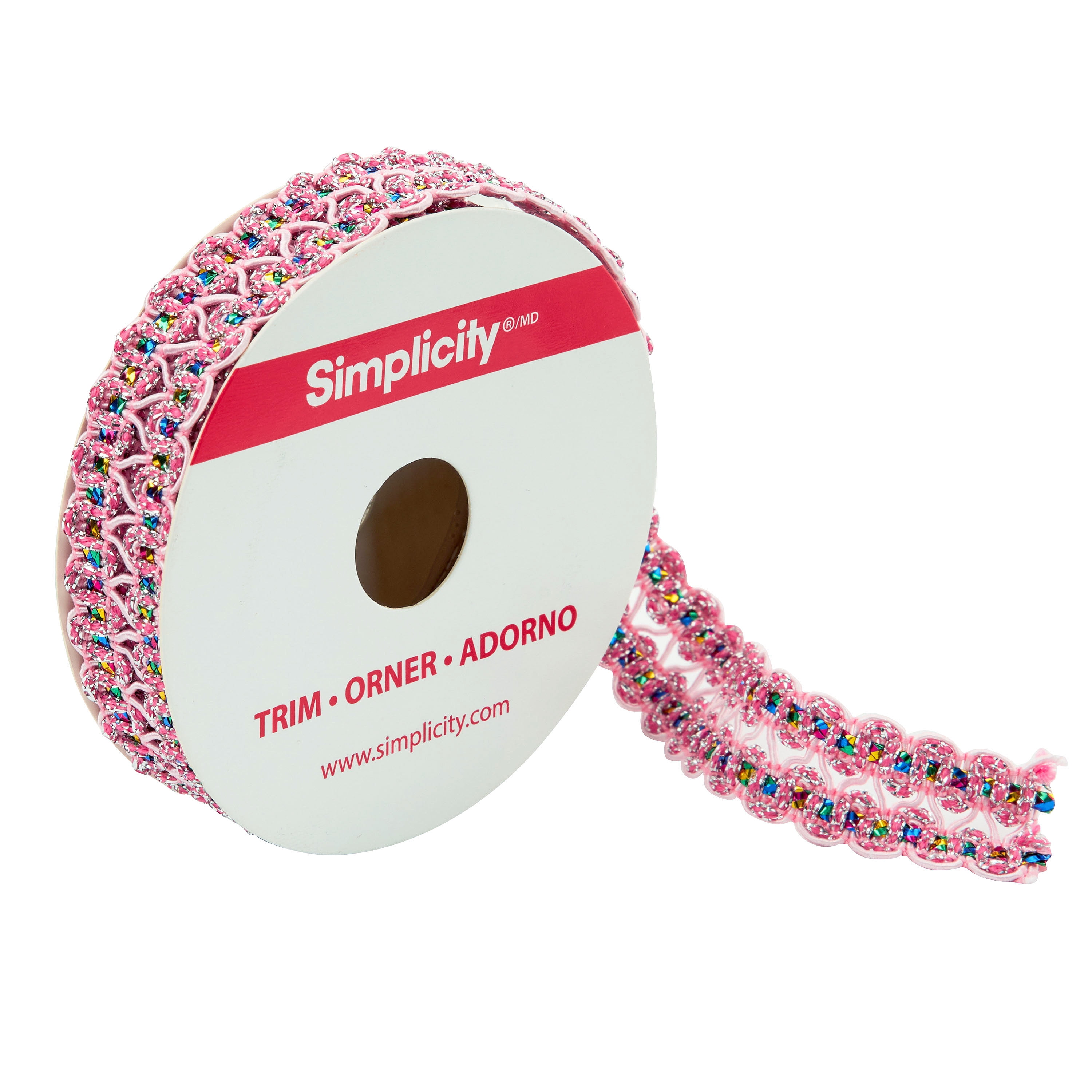 Simplicity Trim, Pink 3/4 inch Metallic Gimp Trim Great for