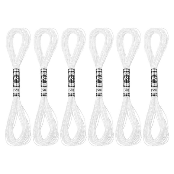 Uxcell 6 Skeins Embroidery Floss, Metallic Embroidery Thread White