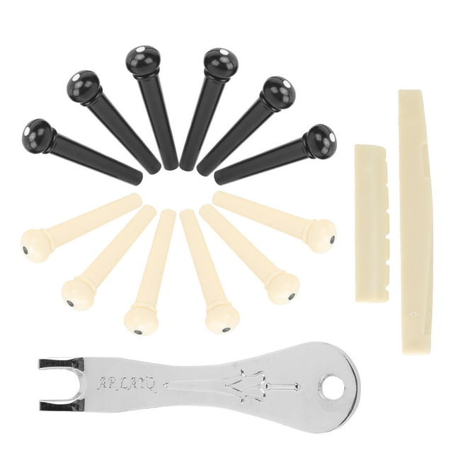 Bridge Pin Kit With Puller, Durable Exquisite Workmanship Easy To Change Guitar Bridge Pin Set With Saddle For Most Acoustic Guitars
