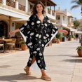 thumbnail image 4 of Xixirimido Daisy Flower Black Print Women Kaftan Dresses Plus Size Beach Cover Up Deep V-Neck Batwing Sleeves Swimsuit Coverups Summer Caftan Dress, 4 of 7