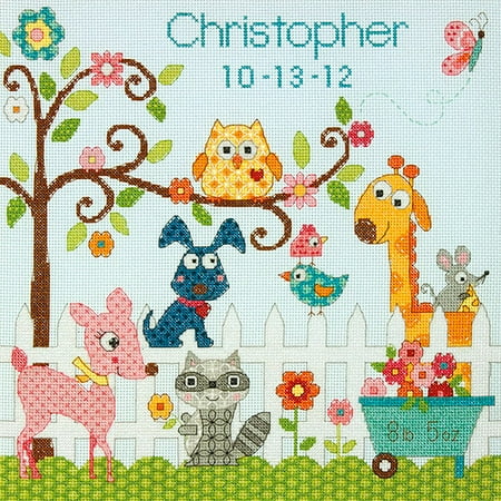 Dimensions Baby Hugs Happi Backyard Birth Record Counted Cross Stitch Kit, 12" x 12", 14-Count