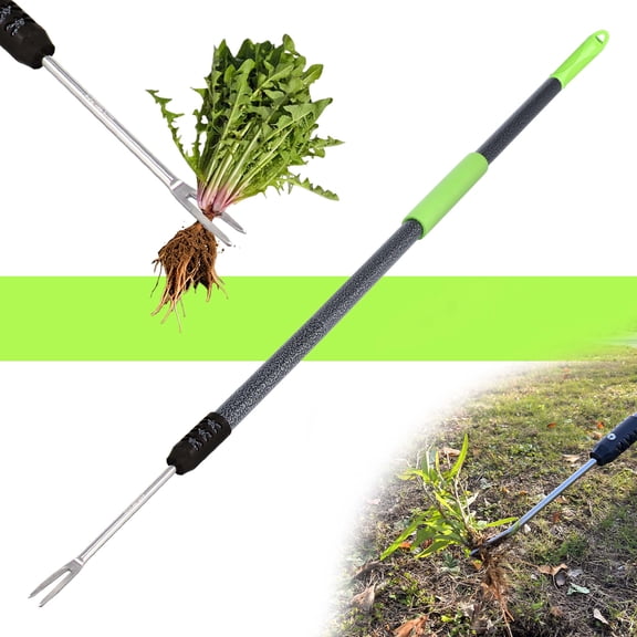 YARTTING Weed Puller Tool, Garden Weed Puller with Long Handle, V-Shaped Forks Weeder Remover Dandelion Tool for Deeper Root Digger in Lawn Farmland