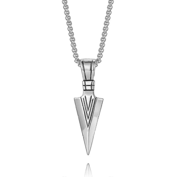 Men's Stainless Steel Cool Pointed Arrow Pendant Necklace Men's Boys 50.8-60.96cm Chain, Gold Silver Black Necklace