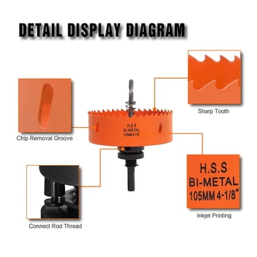 VIKITON 4-3/8" Hole Saw With Dust Bowl - For Recessed Lighting, Bi-Metal Cutter For Drywall, Wood, Metal