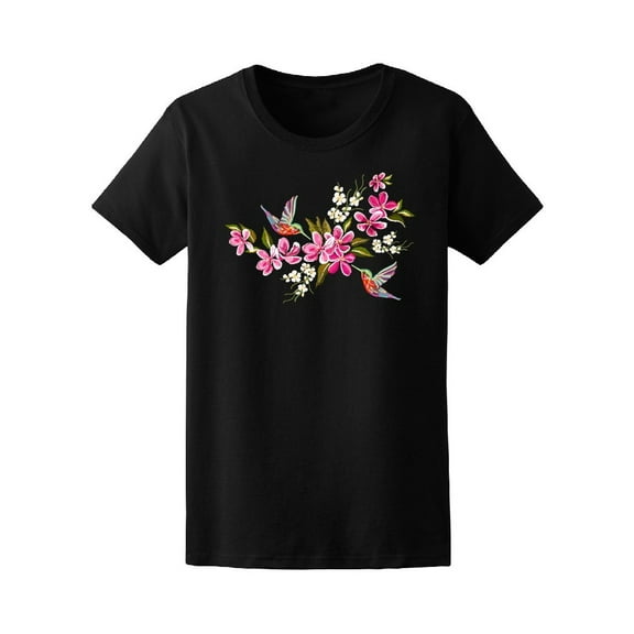 Cute Hummingbirds & Flowers Tee Women's -Image by Shutterstock