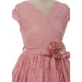 thumbnail image 3 of Big Girls' Cap Sleeve Lace Floral Overlay Sash Flowers Flower Girl Dress Rose 12 (J20KS66), 3 of 4