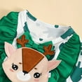 thumbnail image 3 of Pandaie Baby Girl Christmas Romper Newborn Santa Deer Jumpsuit Dress Infant Cute Ruffle Outfits Clothes with Headband Green 18-24 Months, 3 of 5