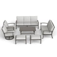thumbnail image 2 of 7 Piece Aluminum Patio Furniture Set, Outdoor Sectional Sofa with Ottomans and Coffee Table, Garden Conversation Set with Swivel Armchairs for Lawn, 2 of 7