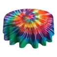 thumbnail image 4 of Colorful Rainbow Tie Dye Spiral Pattern Round Tablecloth 60"x60",Wrinkle Wipeable Table Cloth for Kitchen Dining Room Picnic Patio Party, 4 of 6