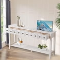 thumbnail image 5 of Retro Console Table, Rustic Entryway Table 60" Long Sofa Table with Storage Drawers and Bottom Shelf for Living Room, Entrance, Foyer, Antique White, 5 of 7