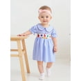 thumbnail image 5 of Toddler Girls Dress Letter Apple Embroidery Plaid Doll Collar Short Sleeve Casual Dress Kids Summer Dress, 5 of 8