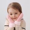 thumbnail image 2 of BEMS-(Rosa claro Talla: M)Guantes de punto para niños Manoplas Moda para mujer Felpa de punto Corte torcido Dedos engrosados Más guantes de lana Mitones Guantes térmicos para bebés Invierno, 2 of 5