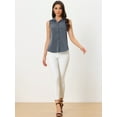 thumbnail image 4 of DARING DIVA Sleeveless Lapel Chambray Tunic Denim Shirt M Dark Blue, 4 of 6