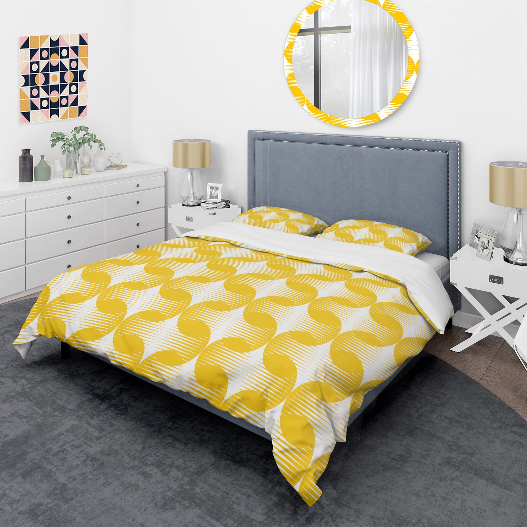 Designart 'Abstract Retro Geometric Pattern IV' Mid-Century Modern Duvet Cover Set