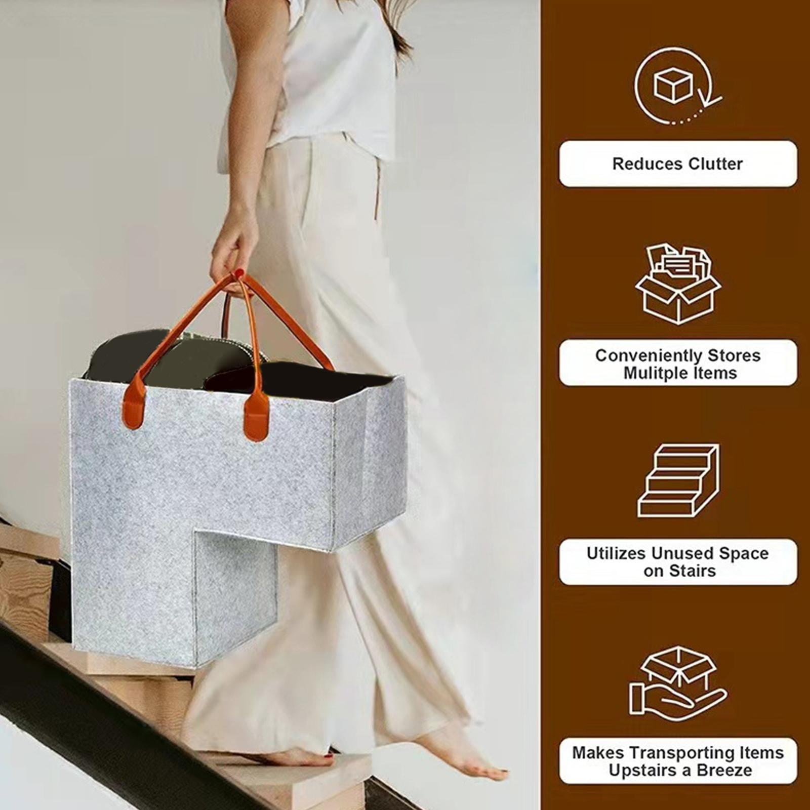 Menolana Stair Basket for Carpeted Stairs and Wooden Stairs, Felt