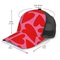 thumbnail image 2 of Disketp Red Love Heart Print Trucker Hat Men Women - Mesh Baseball SnapBack Cap, 2 of 7
