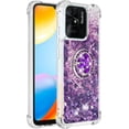thumbnail image 6 of Glitter Case for Xiaomi Redmi 10C, Bling Sparkle Floating Liquid Soft TPU Cushion Fashion Girly Women Girls Clear with Ring Holder Phone Cover for Xiaomi Redmi 10C  Purple, 6 of 12