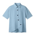 thumbnail image 4 of YVNAURA Womens Casual Tops Irregular Hem Blouse High Low Shirt Plain V Neck Relaxed Fit European Style Cute Going Out Loose Fit Tunic, Blue,L, 4 of 4