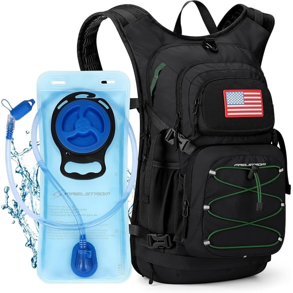 Maelstrom Hydration Backpack, Hiking Backpack with 2L/3L Water Bladder, High Flow Bite Valve Water Backpack Lightweight