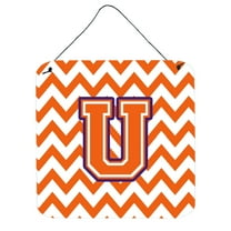 Letter U Chevron Orange and Regalia Wall or Door Hanging Prints