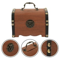 FRCOLOR Retro Wooden Piggy Bank for Decor Brown Large Money Jar to Store Coins Bills and Jewelry