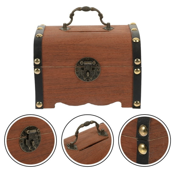 FRCOLOR Retro Wooden Piggy Bank for Decor Brown Large Money Jar to Store Coins Bills and Jewelry