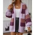 thumbnail image 3 of SWSMCLT Women's Long Sleeve Cardigan Long Sweater Knit Thick Winter Open Front Top Oversized Soft Warm Spring Purple Large, 3 of 5