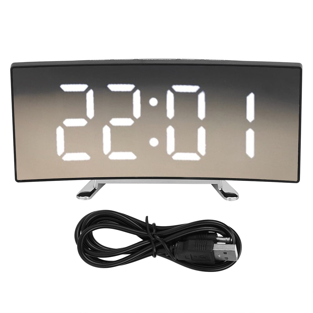 LED Electric Alarm Clocks, White Number Display Simple Design Digital