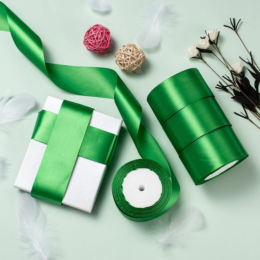 1 Group Single Face Satin Ribbon Polyester Ribbon Green 2 inch(50mm) about 25yards/roll(22.86m/roll) 100yards/group(91.44m/group)