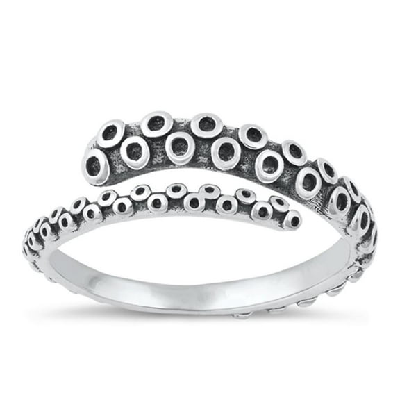 Beautiful Adjustable Octopus Spoon Ring .925 Sterling Silver Band Jewelry Female Male Unisex Size 5