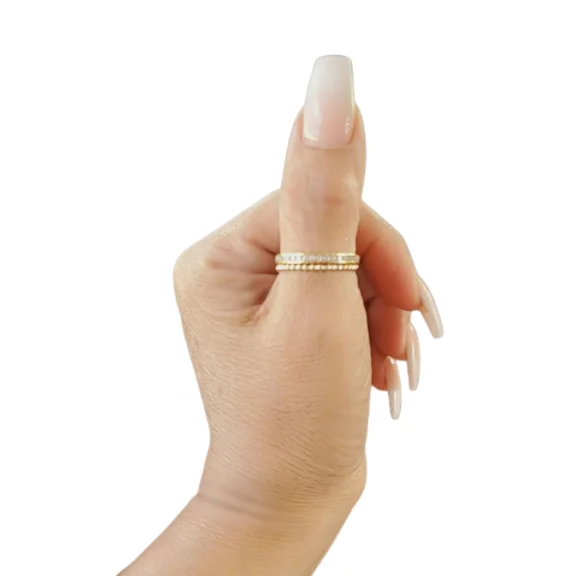 Elegant Gold Thumb Ring - Stacking Bead Clear Crystal - 14k Gold Filled - Polished - Women's Thumb Rings