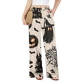 thumbnail image 4 of Halloween Wide Leg Pants for Women, Button Closure Trousers with Gradient Pumpkin & Bat Print, High Waist Loose Fit Streetwear Bottoms with Pockets, 1 Pc Black L, 4 of 6