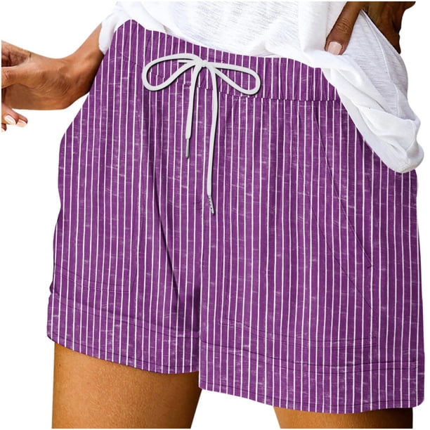 Pantalones Cortos Sueltos para Mujeres Ilustración de Moda de Verano Encaje Hasta Bolsillo Elástico Pantalones Cortos Casuales
