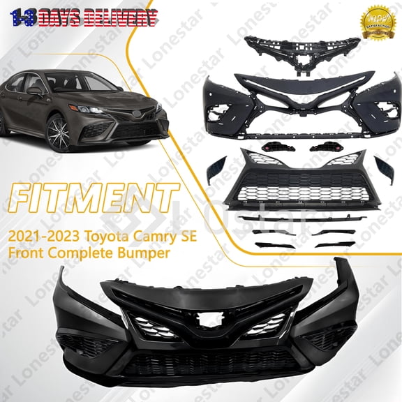 Front Complete Primed Bumper Kit For 2021 2022 2023 Toyota Camry SE