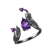 CILENON Punk Wind Night Ring With Purple Diamond Opening Ring Design Cool Ring Jewelry. (Black,One Size)
